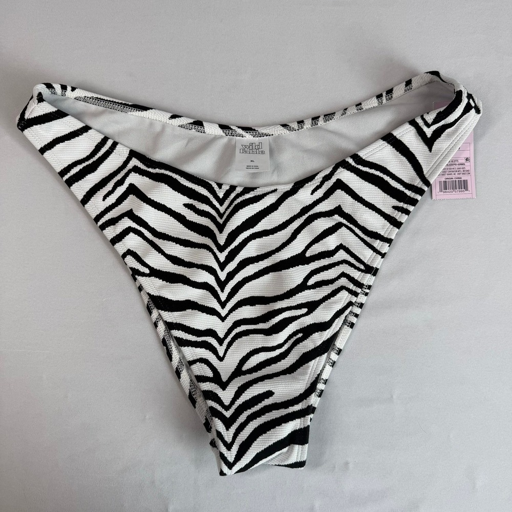 Wild Fable Women's Bikini Bottoms XL Zebra Print Ultra High Leg Super Cheeky